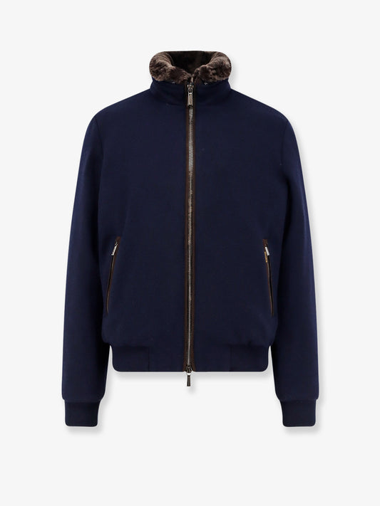 Bellati-Mrw wool and cashmere jacket with fur detail