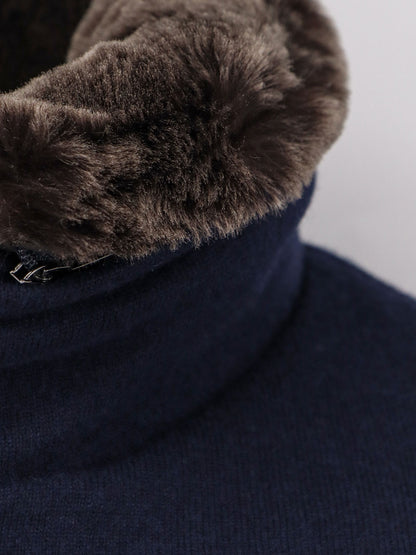 Bellati-Mrw wool and cashmere jacket with fur detail thumbnail