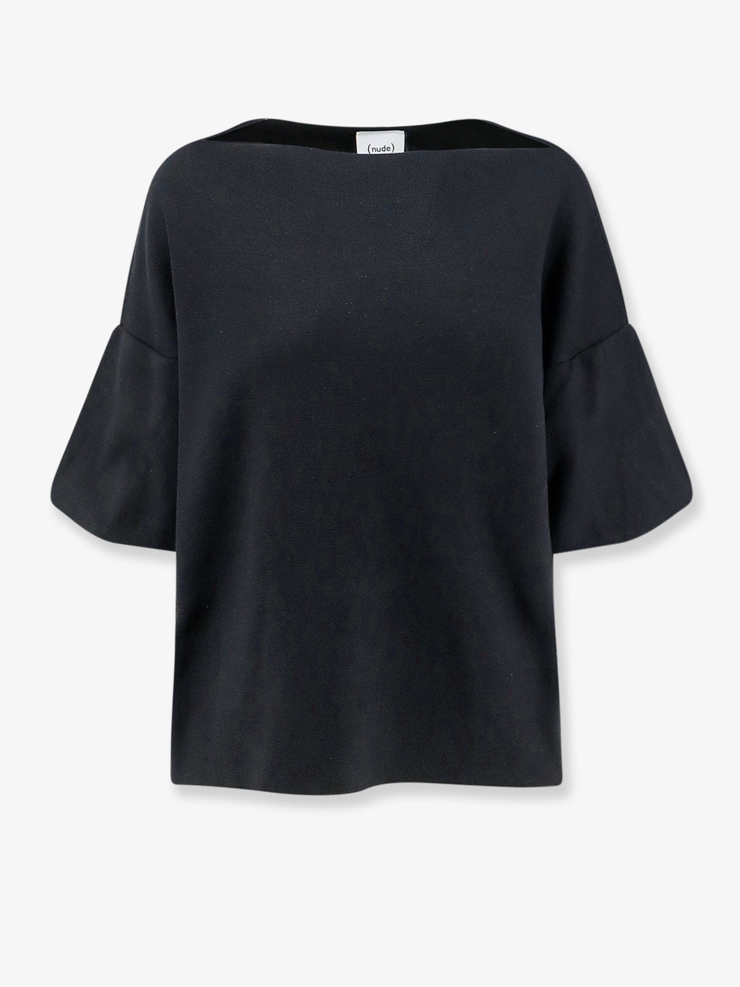 Wool blend boat neck sweater