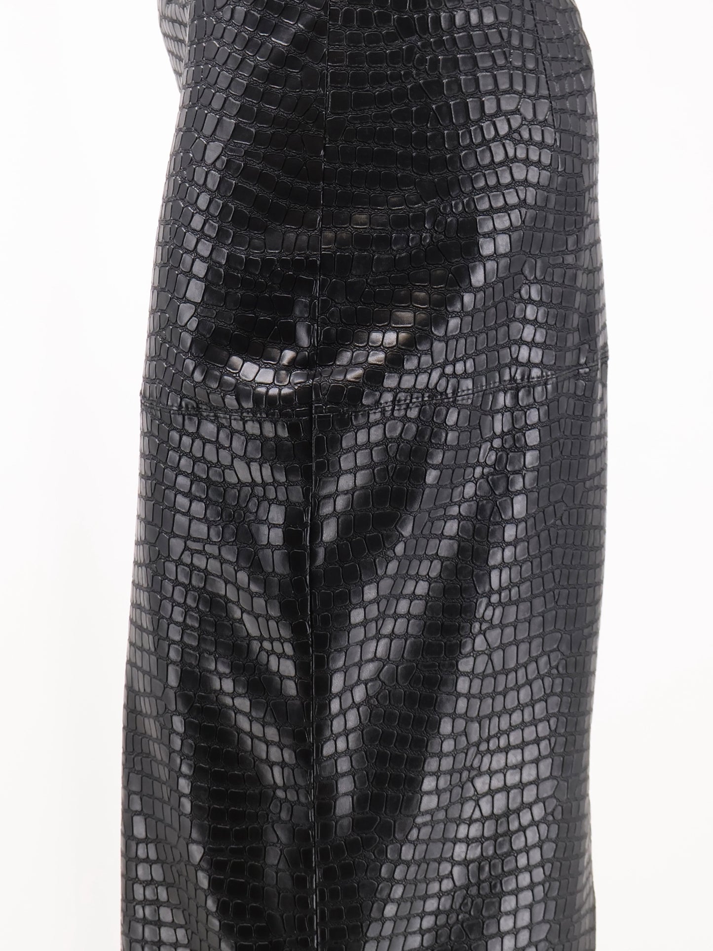 Faux leather skirt with embossed croco print