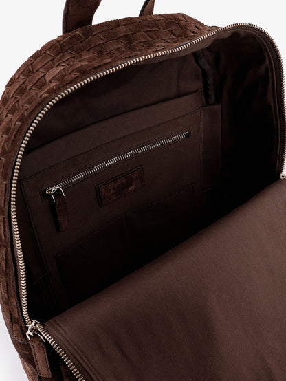 Suede backpack with woven pattern thumbnail