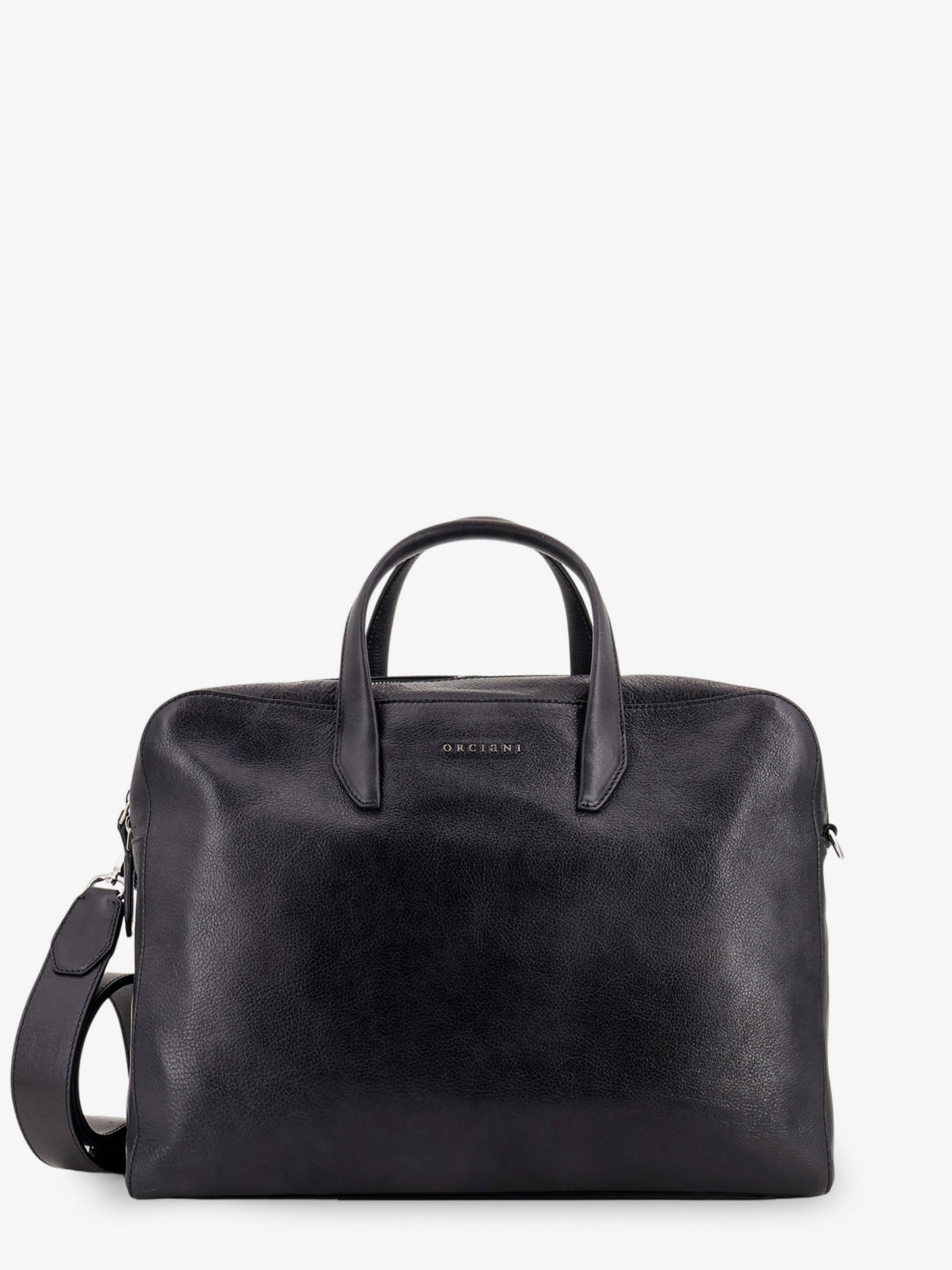 Borsa da lavoro in pelle con logo lettering frontale