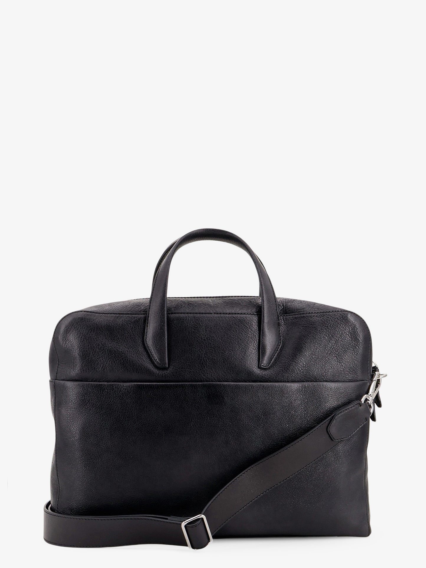 Borsa da lavoro in pelle con logo lettering frontale