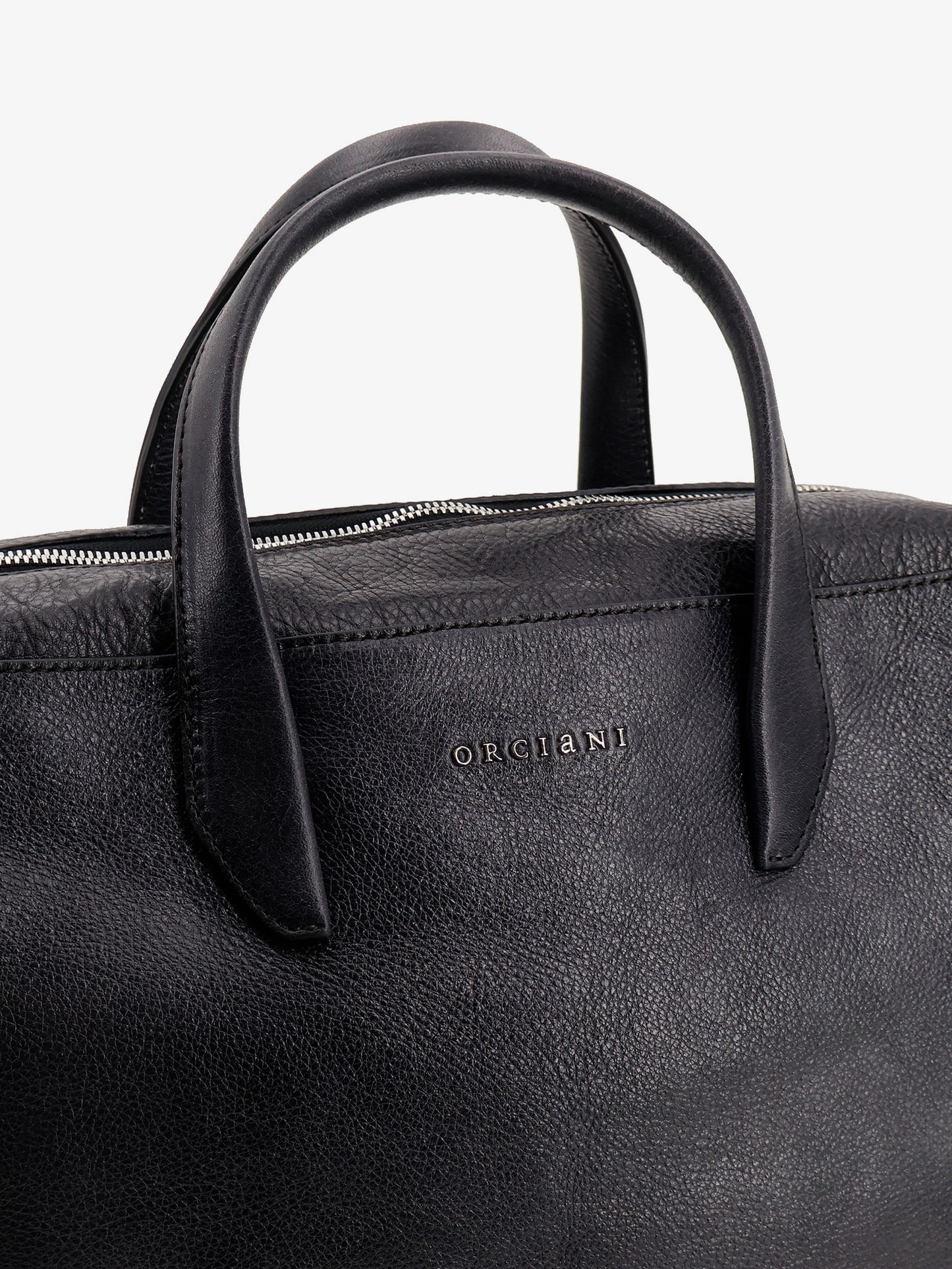 Borsa da lavoro in pelle con logo lettering frontale