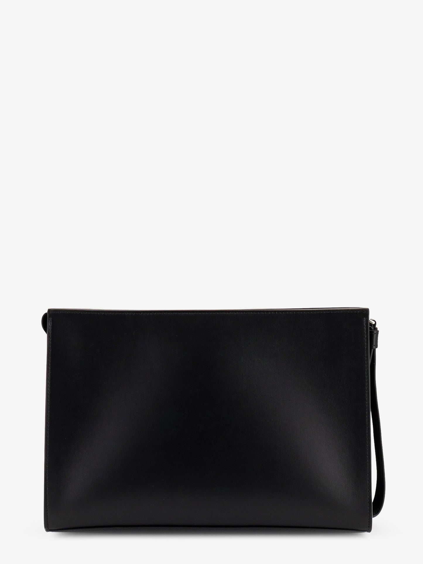 Pochette in pelle con logo lettering in metallo