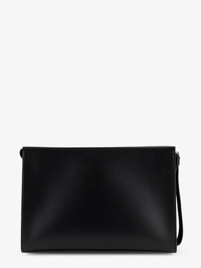 Pochette in pelle con logo lettering in metallo thumbnail
