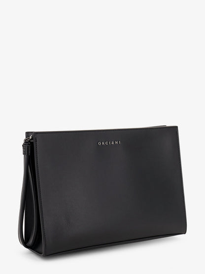 Pochette in pelle con logo lettering in metallo thumbnail