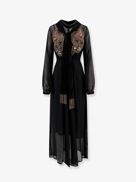 Sutton viscose dress with sequin and rhinestone embroidery