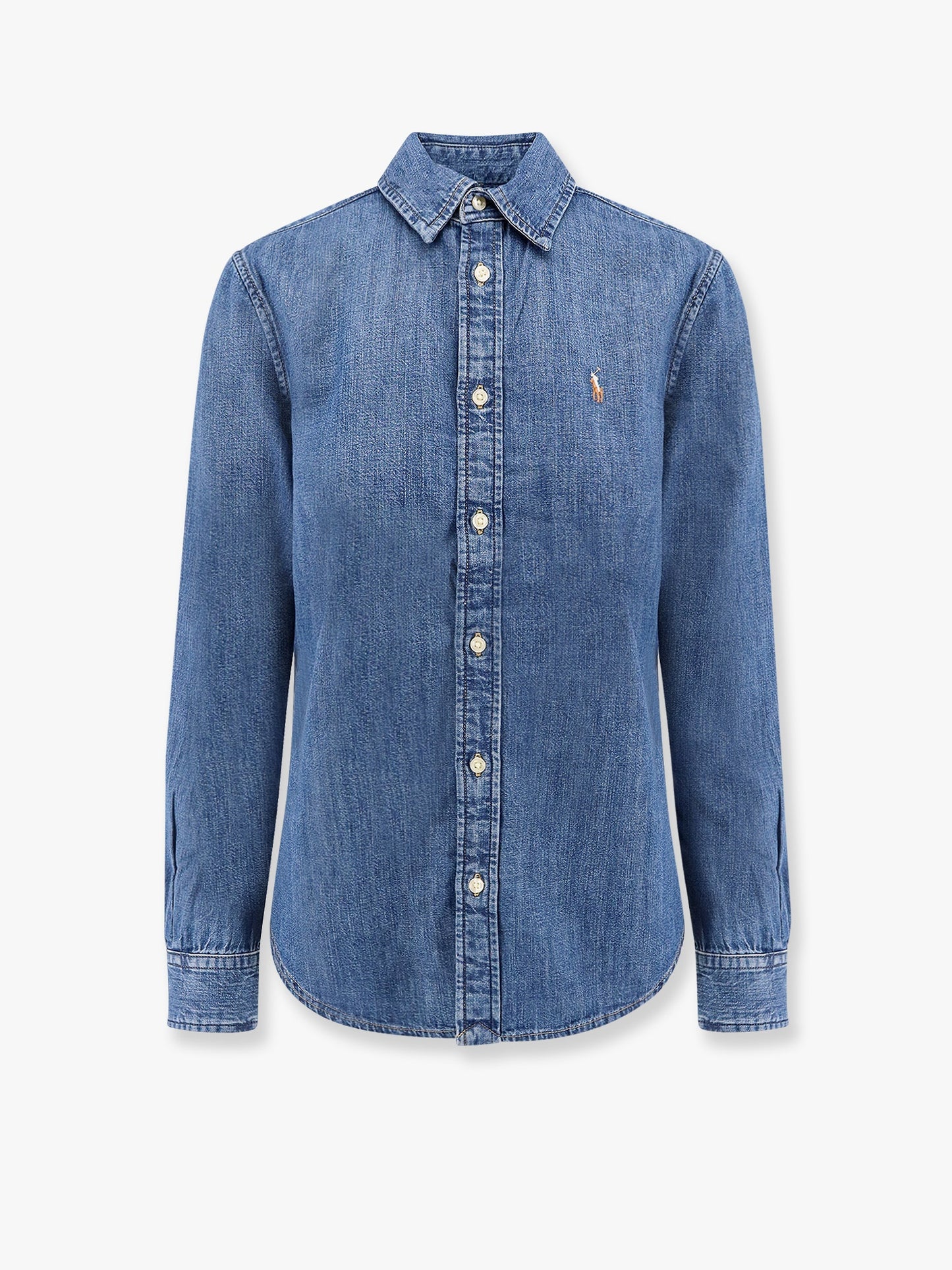 Denim shirt with embroidered logo