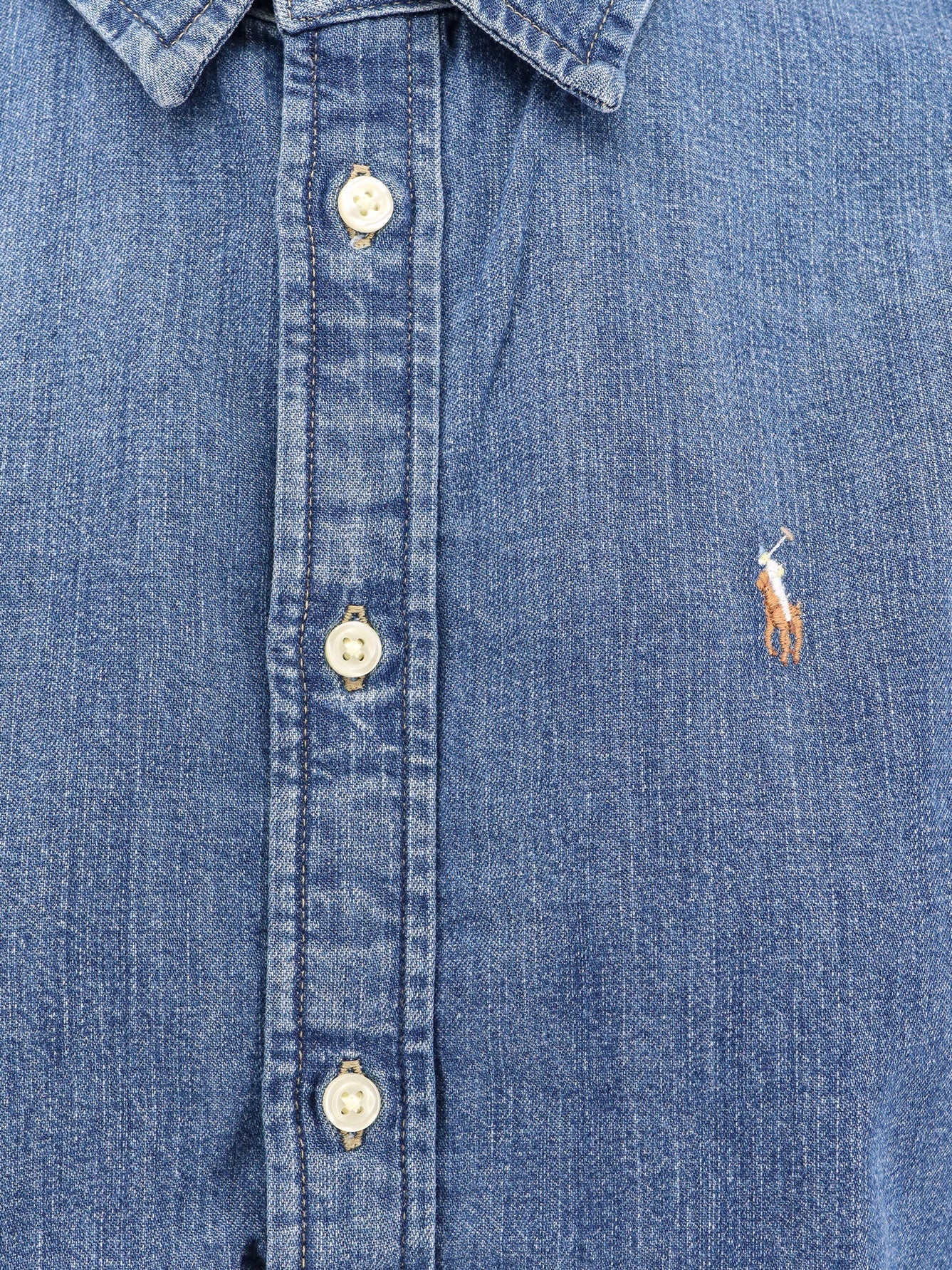 Denim shirt with embroidered logo