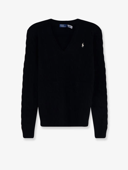 Maglia in misto lana e cashmere con logo ricamato frontale thumbnail