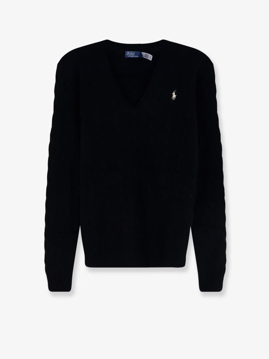Wool and cashmere blend sweater with embroidered logo on the front