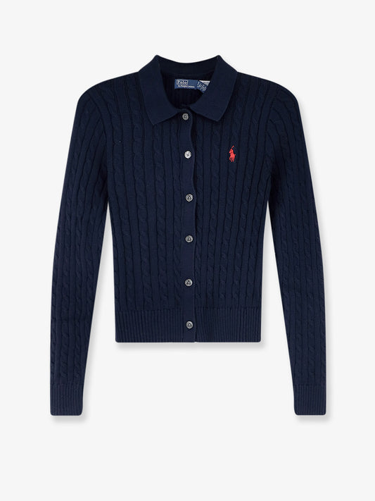 Cotton cardigan with braided knit