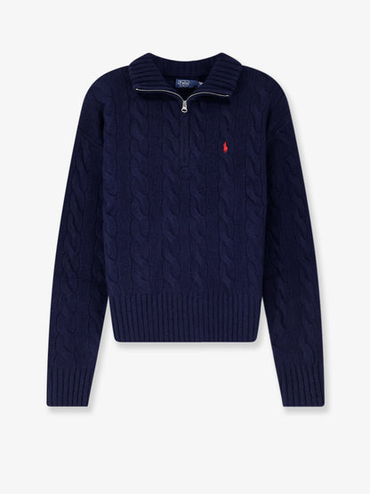 Maglia in misto lana e cashmere con logo ricamato in contrasto thumbnail