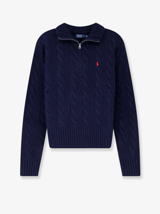 Wool and cashmere blend sweater with contrasting embroidered logo