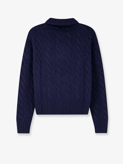Maglia in misto lana e cashmere con logo ricamato in contrasto thumbnail