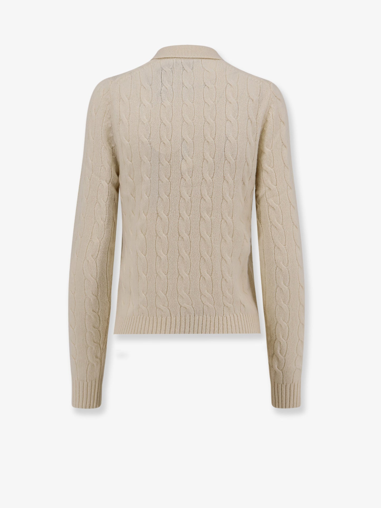 Maglia polo in lana e cashmere a trecce