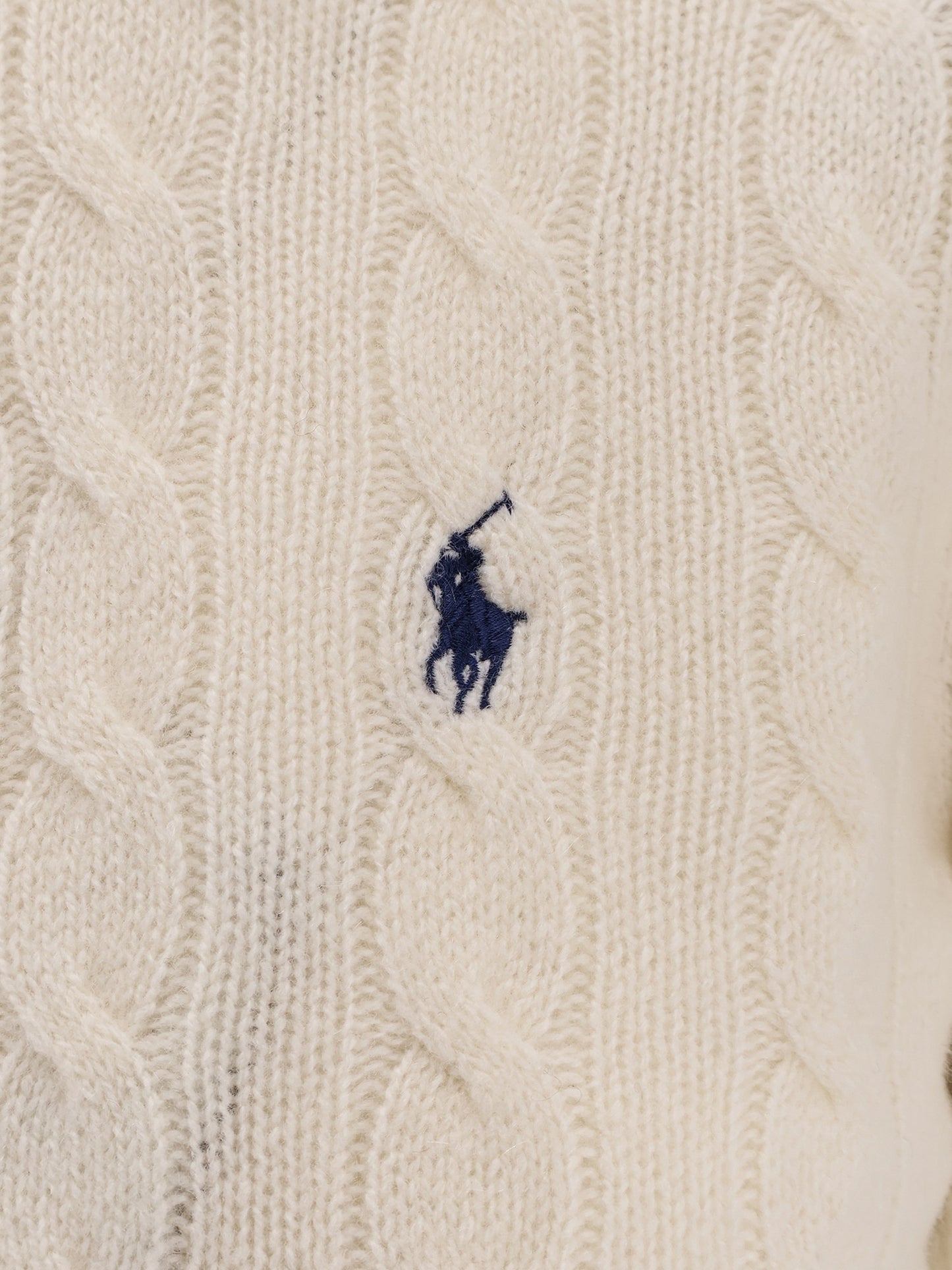 Maglia polo in lana e cashmere a trecce