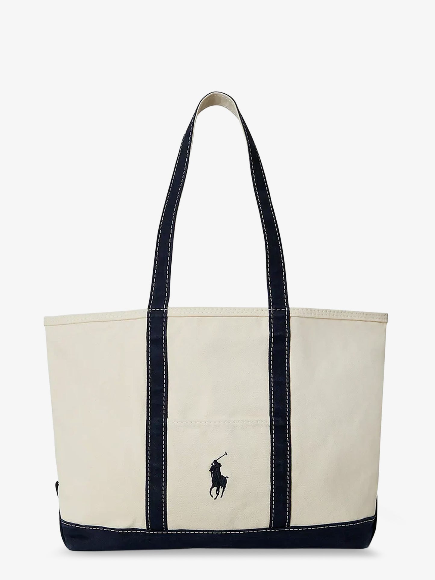 Denim shoulder bag with embroidered logo on the front