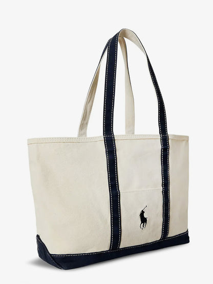 Denim shoulder bag with embroidered logo on the front thumbnail