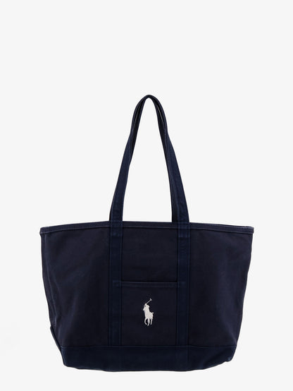 Denim shoulder bag with embroidered logo on the front thumbnail
