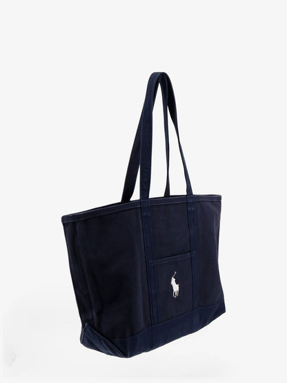 Denim shoulder bag with embroidered logo on the front thumbnail