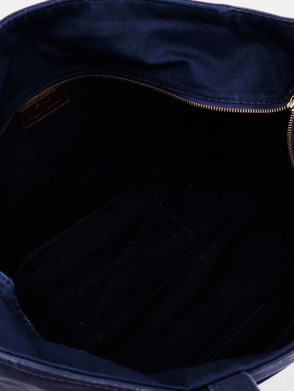 Denim shoulder bag with embroidered logo on the front thumbnail