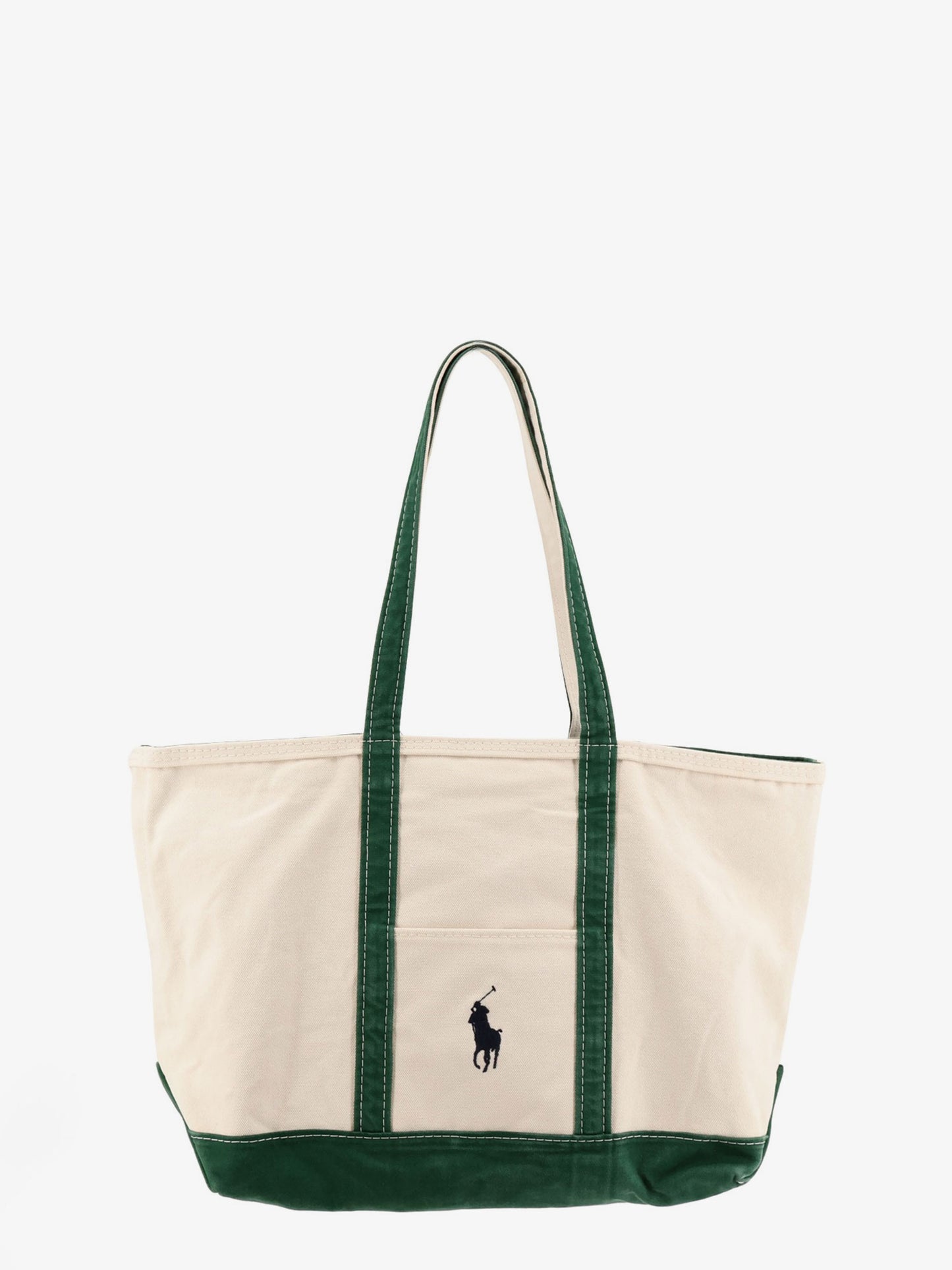 Denim shoulder bag with embroidered logo on the front