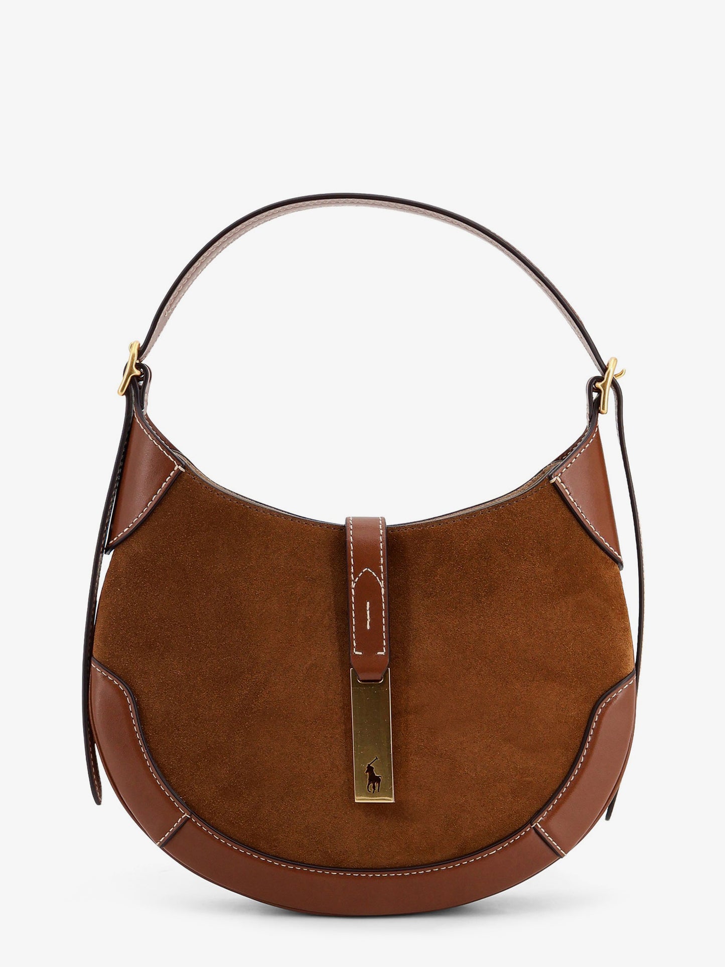 Suede and leather shoulder bag
