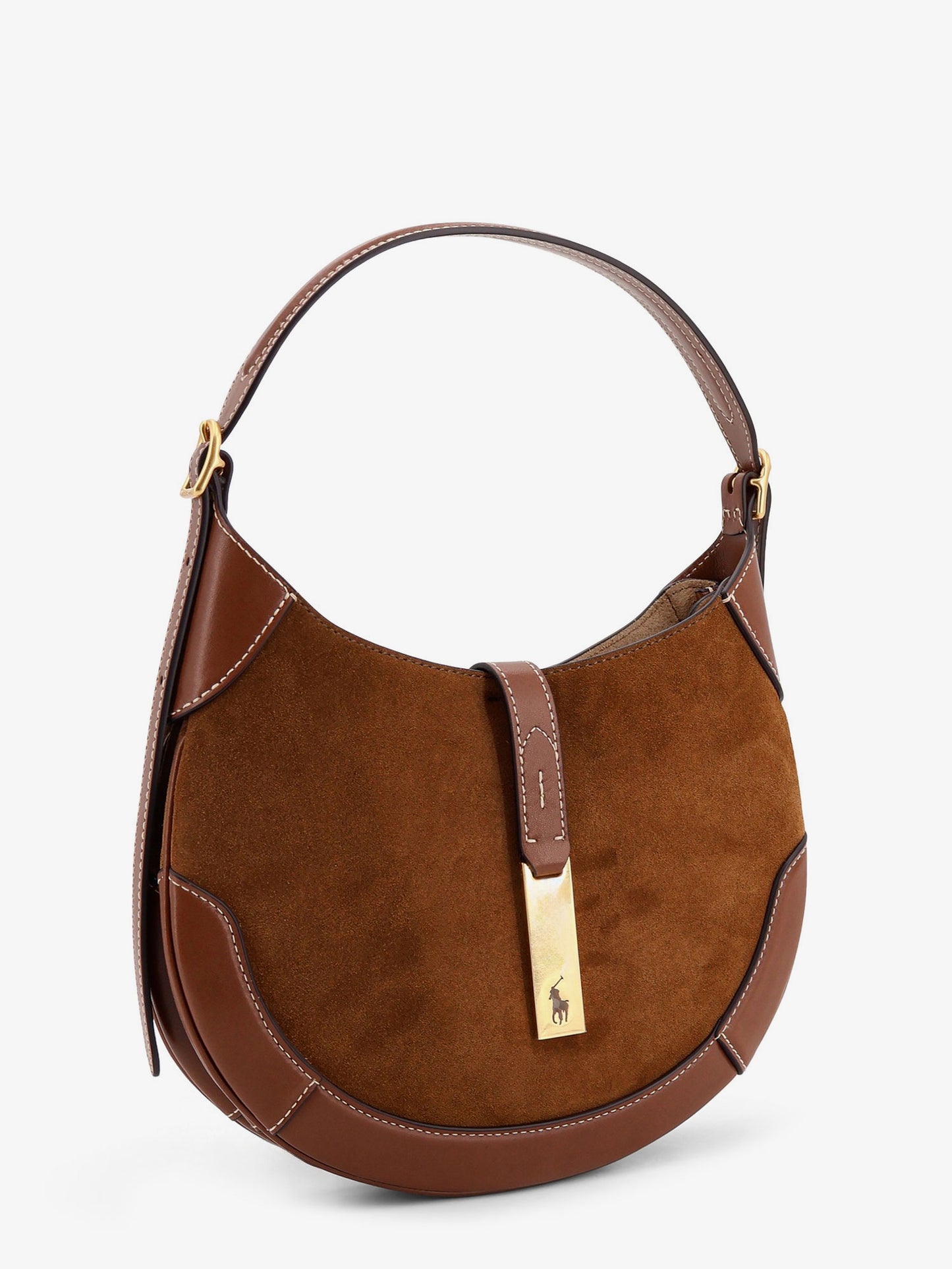 Suede and leather shoulder bag