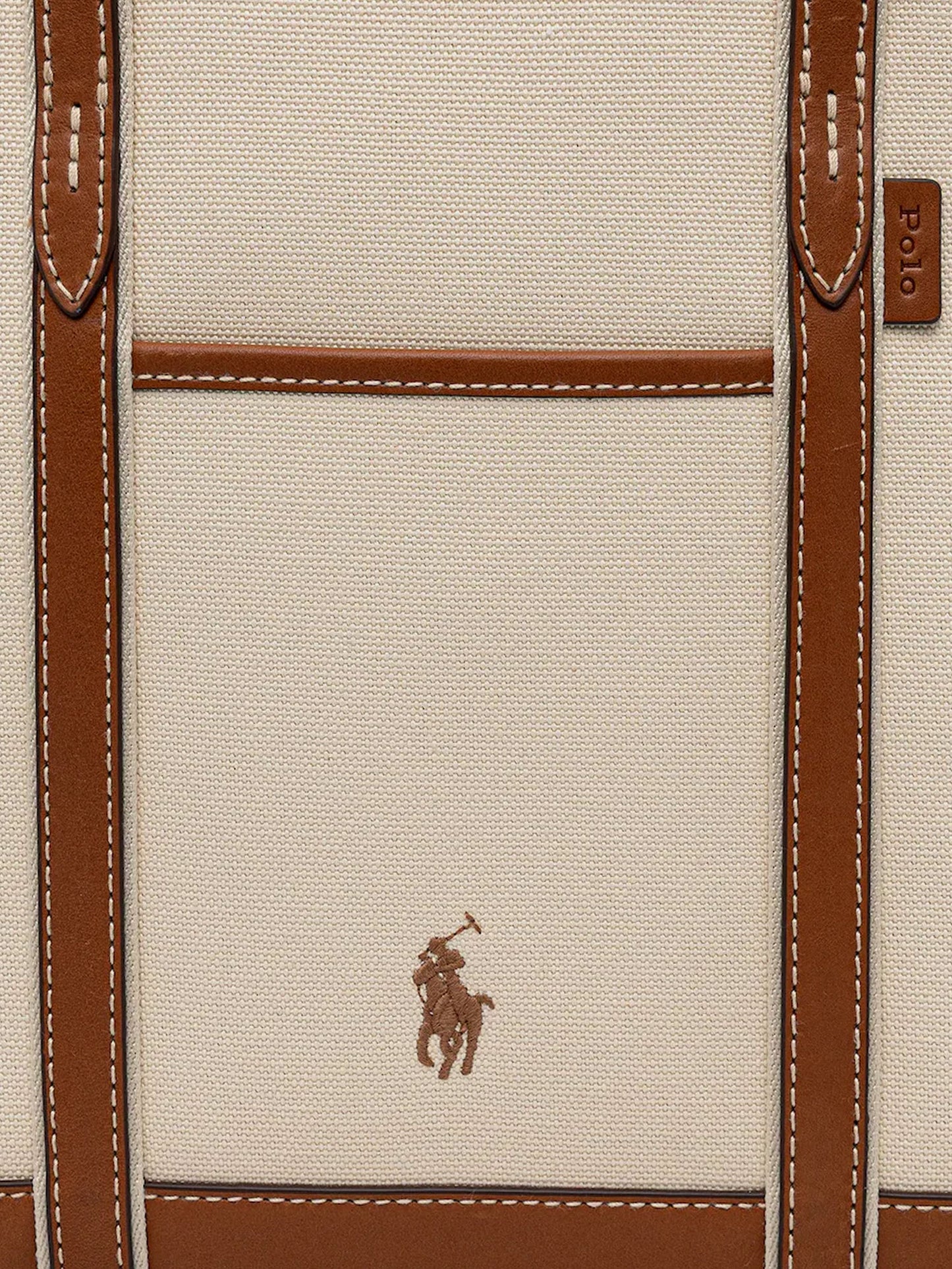 Canvas shoulder bag with embroidered logo on the front