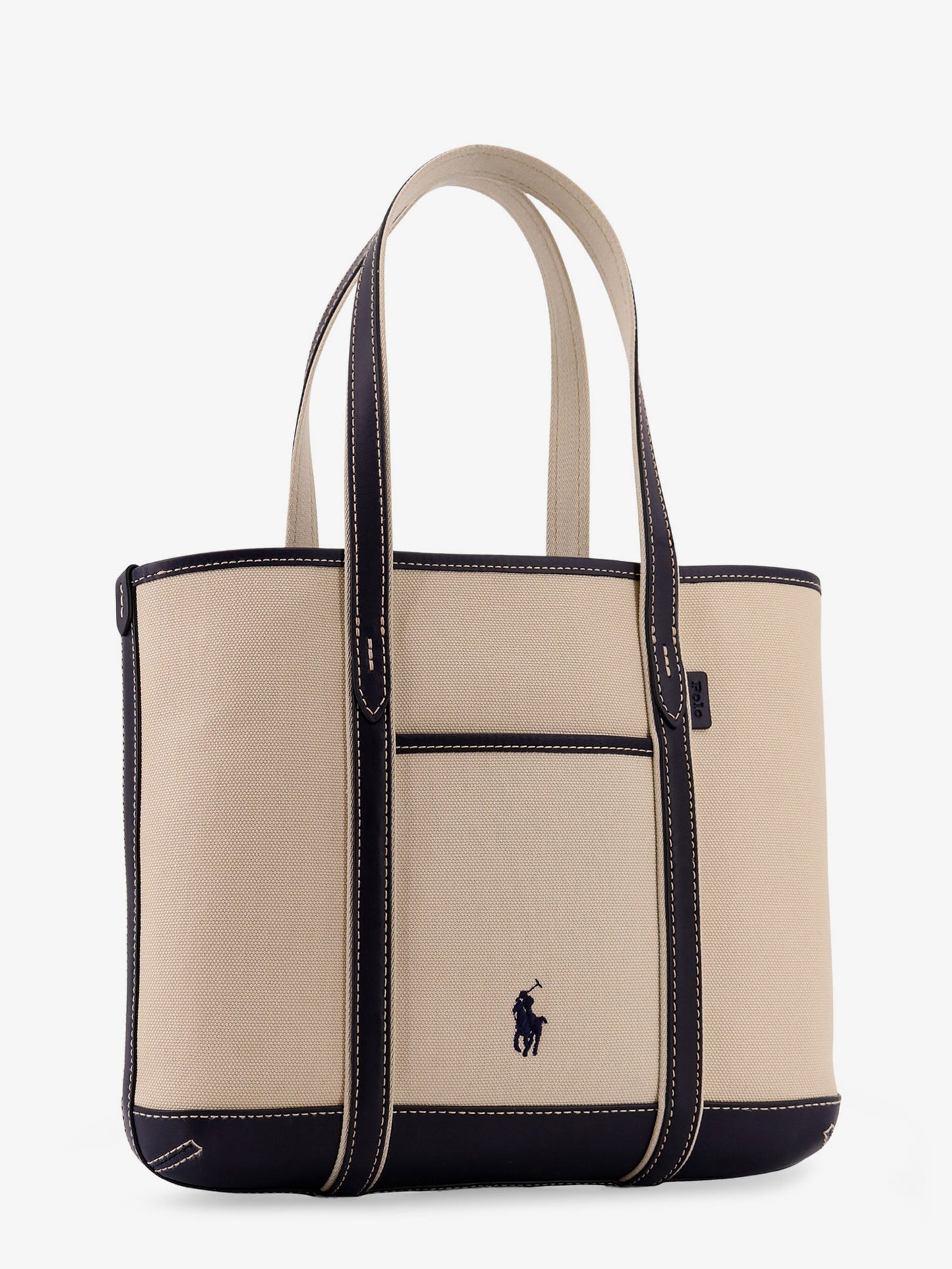 Canvas shoulder bag with embroidered logo on the front