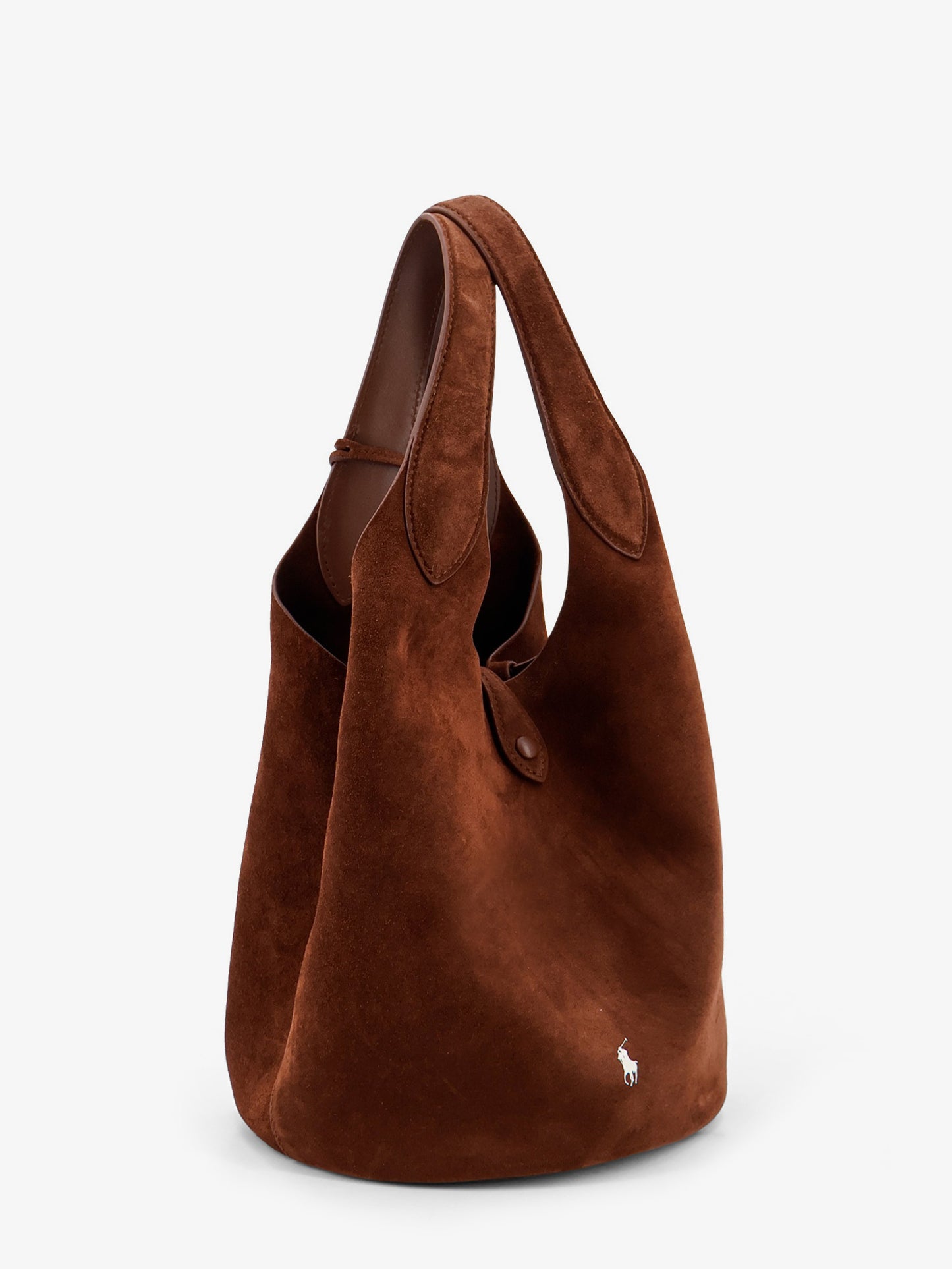 Play suede shoulder bag with contrasting logo