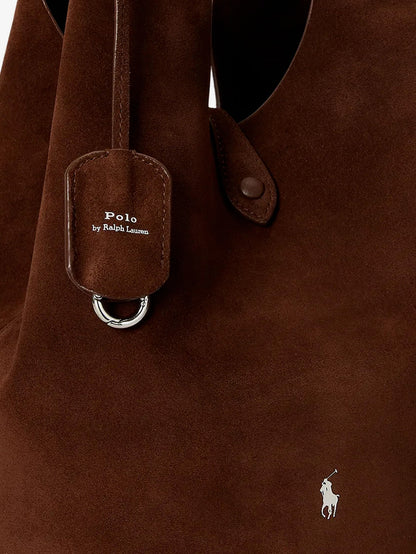 Play suede shoulder bag with contrasting logo thumbnail