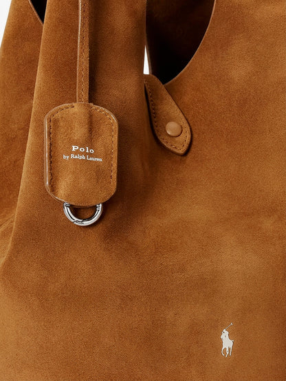 Play suede shoulder bag with contrasting logo thumbnail