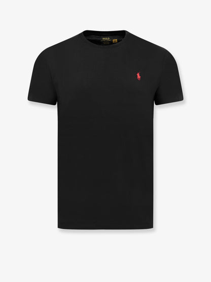 T-shirt in cotone con logo ricamato frontale thumbnail
