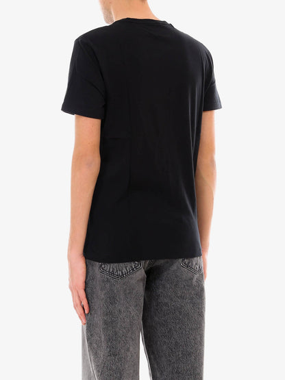 T-shirt in cotone con logo ricamato frontale thumbnail