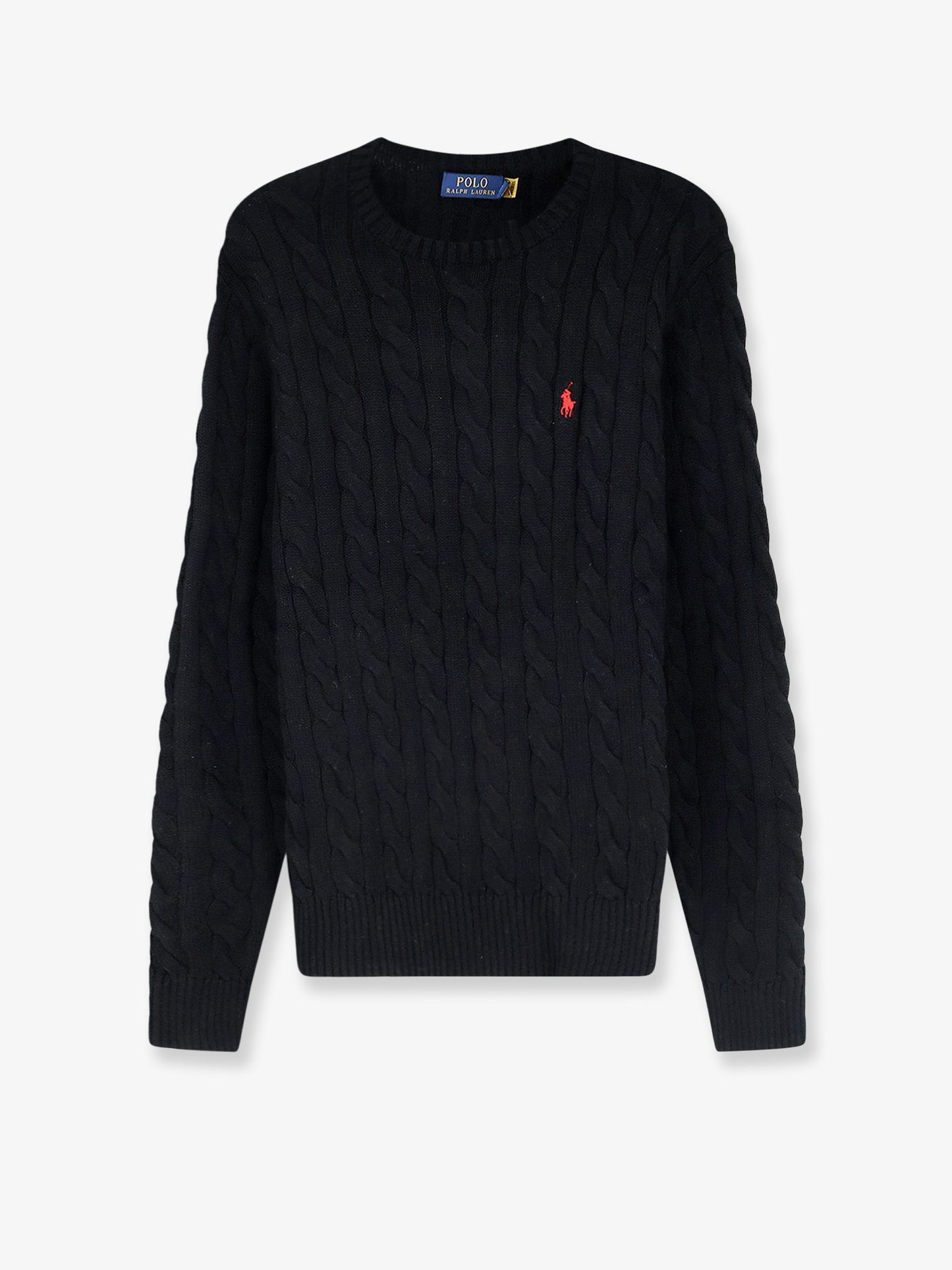 Cotton sweater with braided knit