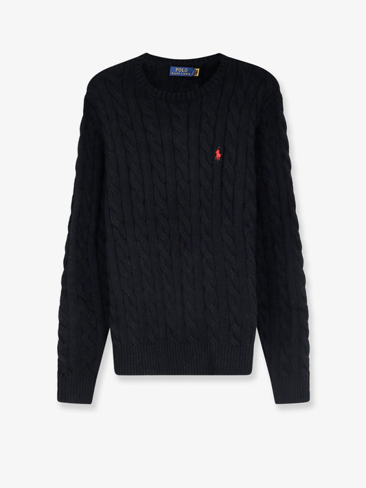 Cotton sweater with braided knit