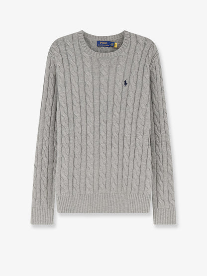 Cotton sweater with cable knit thumbnail