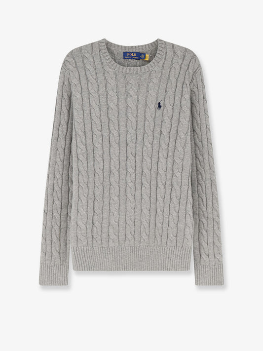 Cotton sweater with cable knit