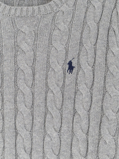 Cotton sweater with cable knit thumbnail