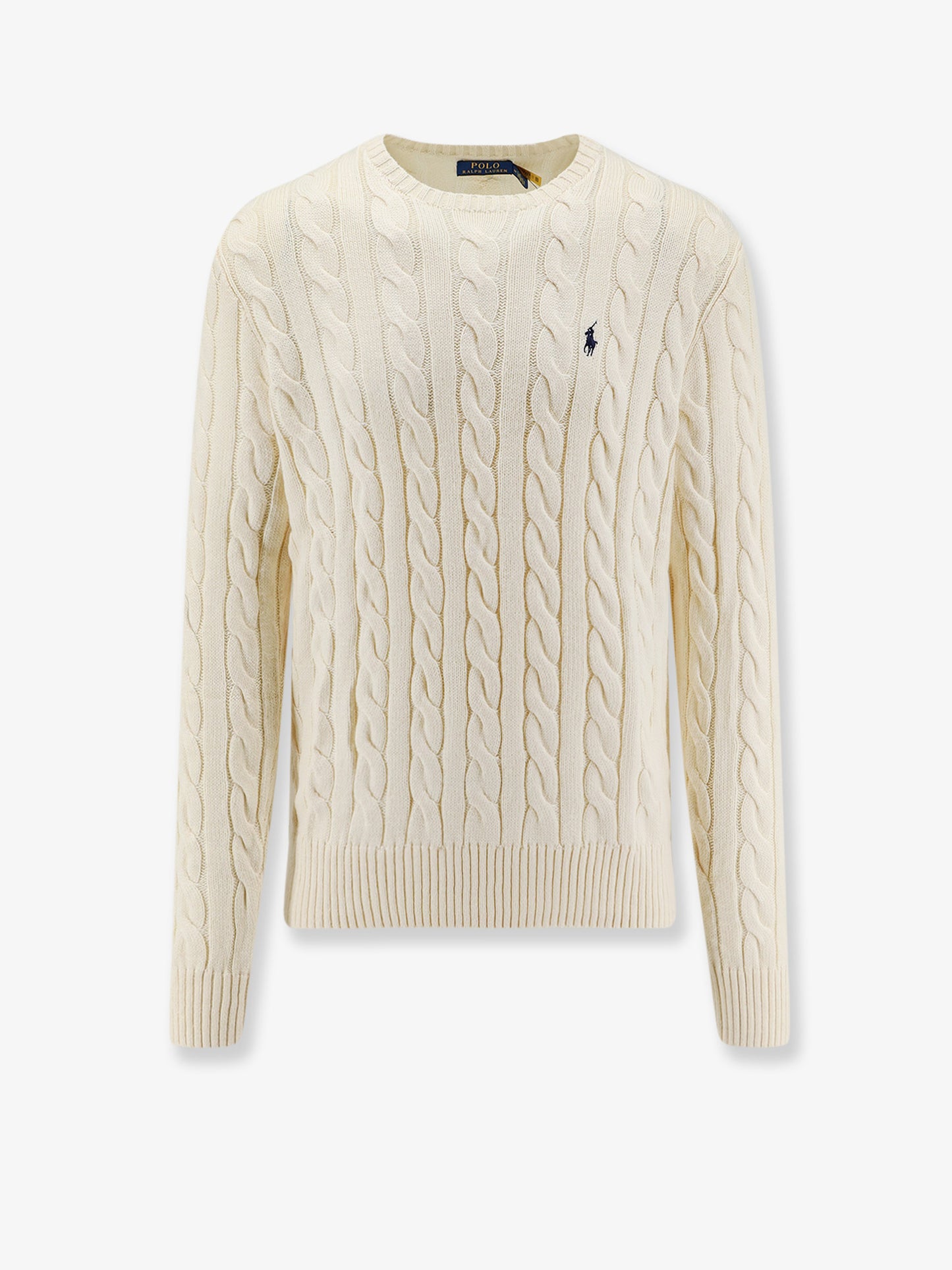 Cotton sweater with cable knit
