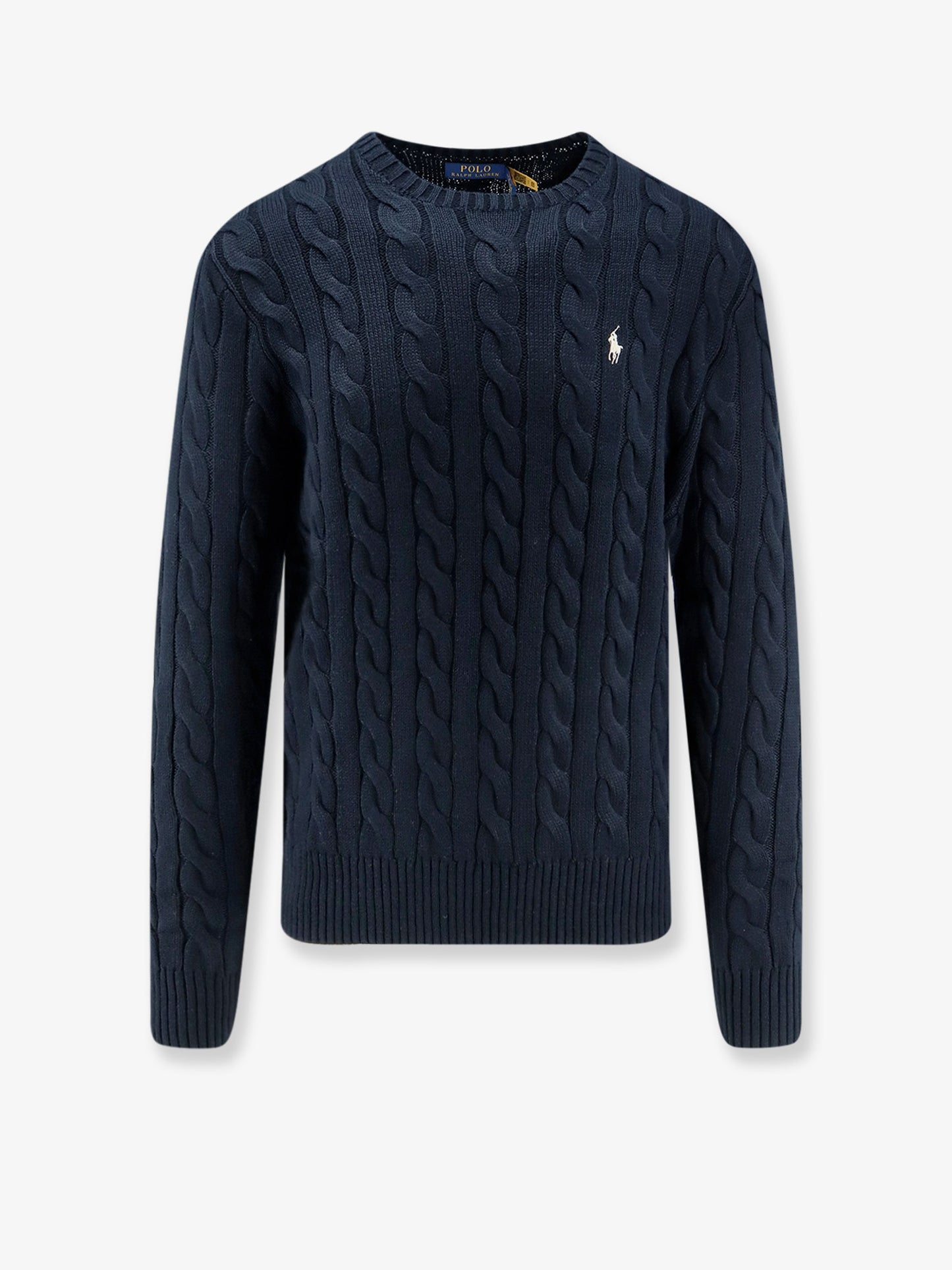 Cotton sweater with cable knit