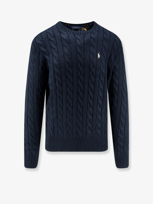 Cotton sweater with cable knit