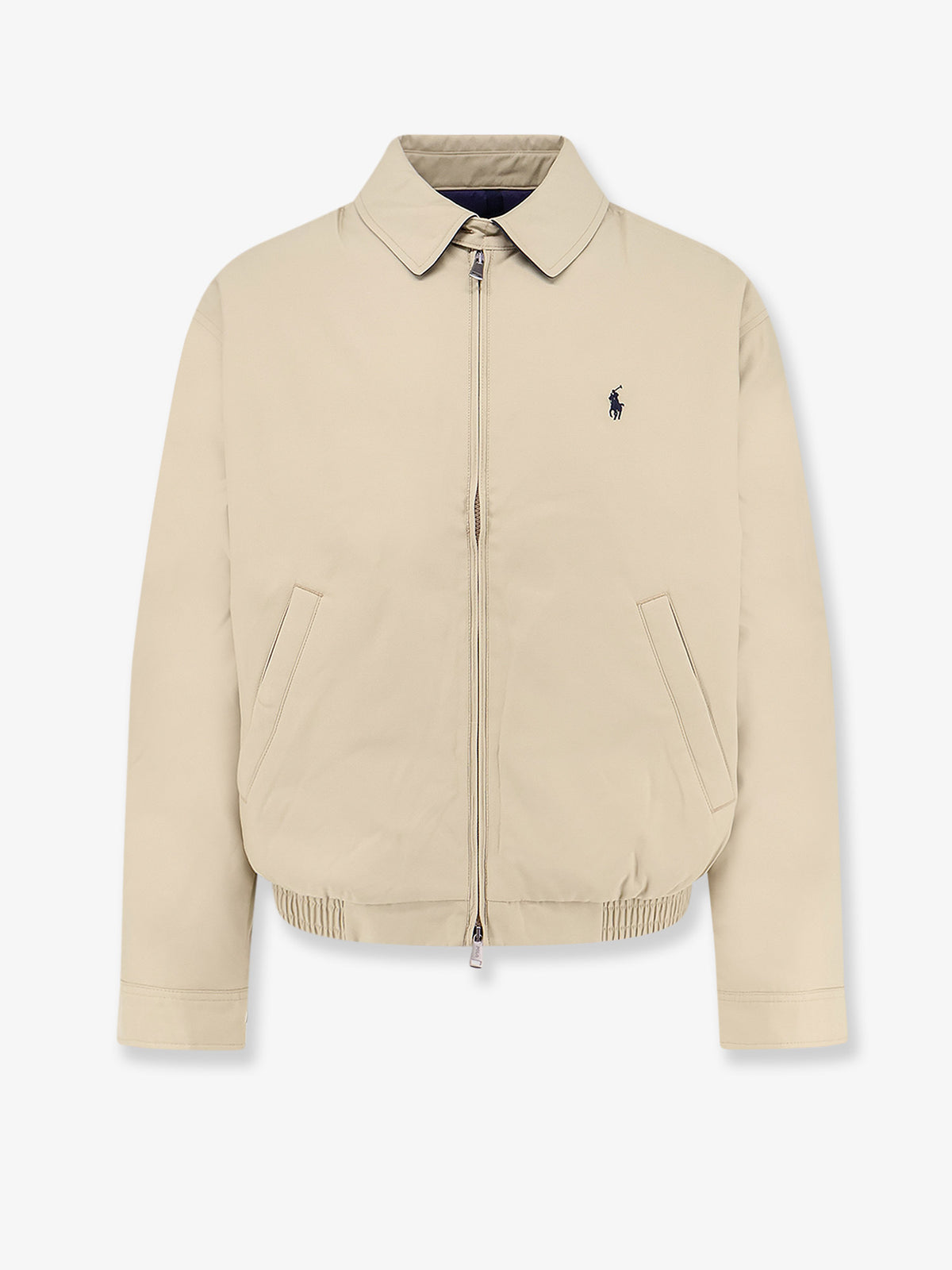 Nylon down jacket with contrasting embroidered logo