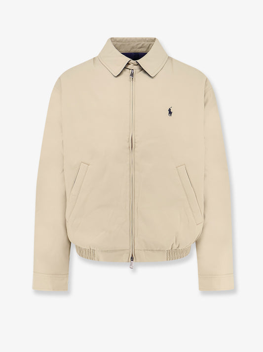 Nylon down jacket with contrasting embroidered logo