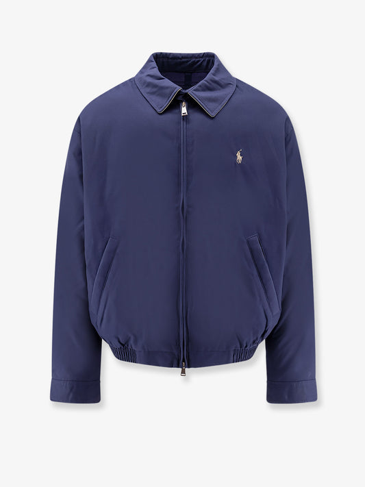Nylon down jacket with contrasting embroidered logo