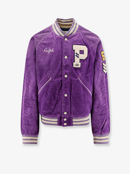 Velvet jacket with flocked logo patch thumbnail