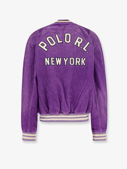 Velvet jacket with flocked logo patch thumbnail
